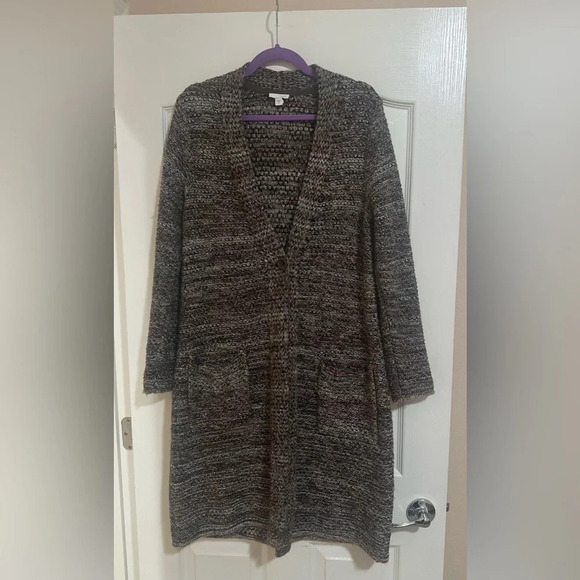 J.‎ JILL  Duster Longline Cardigan Brown Taupe Sweater. Size Medium. - Picture 1 of 8